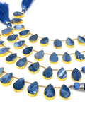 10 Pcs Blue Opal Electroplated Slice Beads, Blue Opal Gemstone Wholesale Beads 14x9mm - 15x10mm