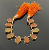 10 Pcs Carnelian Electroplated Slice Beads, Natural Carnelian Gemstone Wholesale Beads 14x9mm - 15x10mm