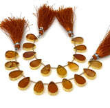 10 Pcs Carnelian Electroplated Slice Beads, Natural Carnelian Gemstone Wholesale Beads 14x9mm - 15x10mm