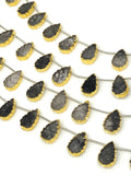 10 Pcs Black Rutile Electroplated Slice Beads, Black Rutilated Quartz Gemstone Wholesale Beads 14x9mm - 15x10mm