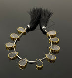 10 Pcs Black Rutile Electroplated Slice Beads, Black Rutilated Quartz Gemstone Wholesale Beads 14x9mm - 15x10mm