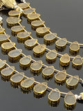 10 Pcs Citrine Electroplated Slice Beads, Citrine Gemstone Wholesale Beads 14x9mm - 15x10mm