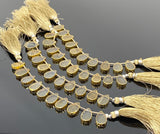 10 Pcs Citrine Electroplated Slice Beads, Citrine Gemstone Wholesale Beads 14x9mm - 15x10mm