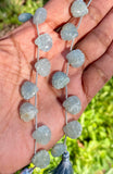 10 Pcs Aquamarine Carved Gemstone Beads, Aquamarine Flower Carving Pear Shape Beads for Jewelry Making, 12mm - 12.5mm
