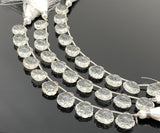 10 Pcs Clear Quartz Carved Gemstone Beads, Clear Quartz Flower Carving Heart Shape Beads for Jewelry Making, 12x12mm