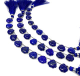 10 Pcs Lapis Lazuli Carved Gemstone Beads, Natural Lapis Lazuli Flower Carving Heart Shape Beads for Jewelry Making, 11mm - 12mm
