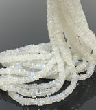 Rainbow Moonstone square beads displayed in a continuous gemstone strand