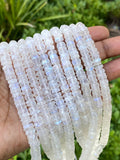 Rainbow Moonstone Heishi Beads, Blue Flash Rainbow Moonstone Gemstone Faceted Tyre Beads, Jewelry Supplies, Wholesale Bulk Beads, 16” Strand