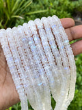 Rainbow Moonstone Heishi Beads, Blue Flash Rainbow Moonstone Gemstone Faceted Tyre Beads, Jewelry Supplies, Wholesale Bulk Beads, 16” Strand