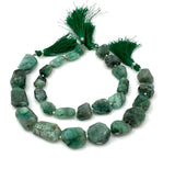 9.5" Natural Emerald Faceted Nugget Beads, Spiritual Energy Healing Gemstone Beads, Crystal Chakra Bulk Wholesale DIY Jewelry Making Beads