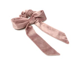 Rose Gold Velvet Bow Hair Scrunchies for Women, Ponytail Holder Hair Tie for Girls, Elastic Headband, Gifts for Girls