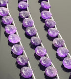 10 Pcs Amethsyt Carved Gemstone Beads, African Amethsyt Flower Carving Heart Shape Beads for Jewelry Making, 11mm - 12mm