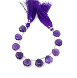 10 Pcs Amethsyt Carved Gemstone Beads, African Amethsyt Flower Carving Heart Shape Beads for Jewelry Making, 11mm - 12mm