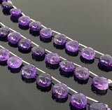 10 Pcs Amethsyt Carved Gemstone Beads, African Amethsyt Flower Carving Heart Shape Beads for Jewelry Making, 11mm - 12mm