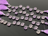 10 Pcs Amethsyt Carved Gemstone Beads, Amethsyt Flower Carving Pear Shape Beads for Jewelry Making, 14x10mm