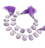 10 Pcs Amethsyt Carved Gemstone Beads, Amethsyt Flower Carving Pear Shape Beads for Jewelry Making, 14x10mm