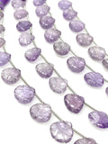 10 Pcs Amethsyt Carved Gemstone Beads, Natural Amethsyt Flower Carving Heart Shape Beads for Jewelry Making, 12x12mm