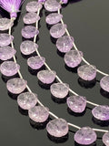 10 Pcs Amethsyt Carved Gemstone Beads, Natural Amethsyt Flower Carving Heart Shape Beads for Jewelry Making, 12x12mm