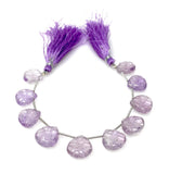 10 Pcs Amethsyt Carved Gemstone Beads, Natural Amethsyt Flower Carving Heart Shape Beads for Jewelry Making, 12x12mm