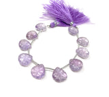 10 Pcs Amethsyt Carved Gemstone Beads, Natural Amethsyt Flower Carving Heart Shape Beads for Jewelry Making, 12x12mm