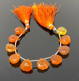 10 Pcs Carnelian Carved Gemstone Beads, Carnelian Flower Carving Pear Shape Beads for Jewelry Making, 13.5x10mm - 14x10mm