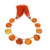 10 Pcs Carnelian Carved Gemstone Beads, Carnelian Flower Carving Pear Shape Beads for Jewelry Making, 13.5x10mm - 14x10mm