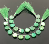 10 Pcs Chrysoprase Carved Gemstone Beads, Natural Chrysoprase Flower Carving Heart Shape Beads for Jewelry Making, 11.5mm - 12mm