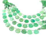 10 Pcs Chrysoprase Carved Gemstone Beads, Natural Chrysoprase Flower Carving Heart Shape Beads for Jewelry Making, 11.5mm - 12mm