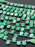 10 Pcs Chrysoprase Carved Gemstone Beads, Natural Chrysoprase Flower Carving Pear Shape Beads for Jewelry Making, 14x10mm