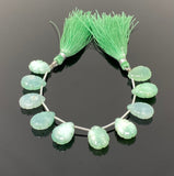10 Pcs Chrysoprase Carved Gemstone Beads, Natural Chrysoprase Flower Carving Pear Shape Beads for Jewelry Making, 14.25mm x 10mm