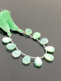 10 Pcs Chrysoprase Carved Gemstone Beads, Natural Chrysoprase Flower Carving Pear Shape Beads for Jewelry Making, 14.25mm x 10mm