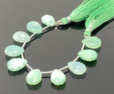 10 Pcs Chrysoprase Carved Gemstone Beads, Natural Chrysoprase Flower Carving Pear Shape Beads for Jewelry Making, 14.25mm x 10mm