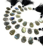 10 Pcs Labradorite Carved Gemstone Beads, Labradorite Flower Carving Pear Shape Beads for Jewelry Making, 14x10mm