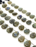 10 Pcs Labradorite Carved Gemstone Beads, Labradorite Flower Carving Pear Shape Beads for Jewelry Making, 14x10mm