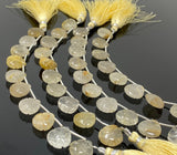10 Pcs Golden Rutile Carved Gemstone Beads, Golden Yellow Rutilated Quartz Flower Carving Heart Beads for Jewelry Making, 12x12mm