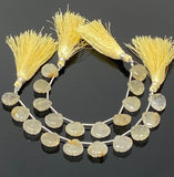 10 Pcs Golden Rutile Carved Gemstone Beads, Golden Yellow Rutilated Quartz Flower Carving Heart Beads for Jewelry Making, 12x12mm