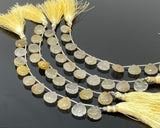10 Pcs Golden Rutile Carved Gemstone Beads, Golden Yellow Rutilated Quartz Flower Carving Heart Beads for Jewelry Making, 12x12mm