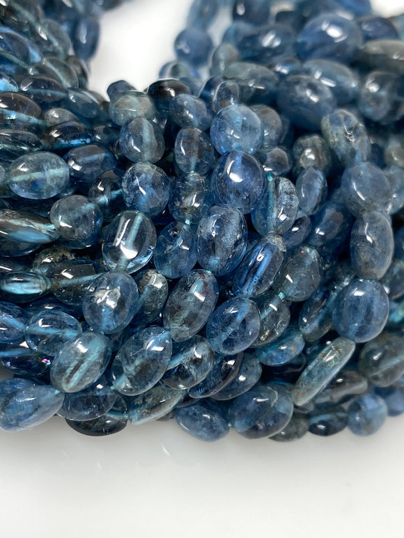 15” Rare Santa Maria Aquamarine Gemstone Beads, Aquamarine Oval Nugget Smooth Beads, Bulk Wholesale Beads, 4x3mm - 7x6mm