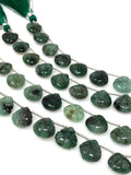 10 Pcs Emerald Carved Gemstone Beads, Natural Emerald Flower Carving Heart Shape Beads for Jewelry Making, 12x12mm
