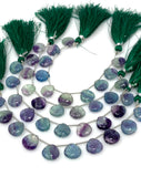 10 Pcs Fluorite Carved Gemstone Beads, Natural Fluorite Flower Carving Heart Shape Beads for Jewelry Making, 12x12mm