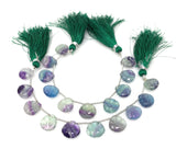 10 Pcs Fluorite Carved Gemstone Beads, Natural Fluorite Flower Carving Heart Shape Beads for Jewelry Making, 12x12mm