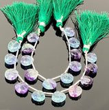 10 Pcs Fluorite Carved Gemstone Beads, Natural Fluorite Flower Carving Heart Shape Beads for Jewelry Making, 12x12mm