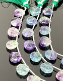 10 Pcs Fluorite Carved Gemstone Beads, Natural Fluorite Flower Carving Heart Shape Beads for Jewelry Making, 12x12mm