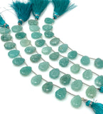 10 Pcs Amazonite Carved Gemstone Beads, Peruvian Amazonite Flower Carving Pear Shape Beads for Jewelry Making, 13x9mm - 14x10mm