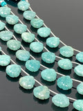 10 Pcs Amazonite Carved Gemstone Beads, Peruvian Amazonite Flower Carving Heart Shape Beads for Jewelry Making, 12x12mm