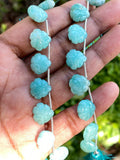 10 Pcs Amazonite Carved Gemstone Beads, Peruvian Amazonite Flower Carving Heart Shape Beads for Jewelry Making, 12x12mm