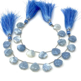 10 Pcs Blue Opal Carved Gemstone Beads, Blue Opal Flower Carving Heart Shape Beads for Jewelry Making, 12x12mm