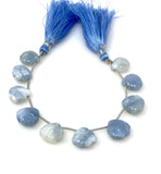 10 Pcs Blue Opal Carved Gemstone Beads, Blue Opal Flower Carving Heart Shape Beads for Jewelry Making, 12x12mm