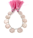 10 Pcs Rose Quartz Carved Gemstone Beads, Rose Quartz Flower Carving Heart Shape Beads for Jewelry Making, 12x12mm