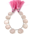 10 Pcs Rose Quartz Carved Gemstone Beads, Rose Quartz Flower Carving Heart Shape Beads for Jewelry Making, 12x12mm